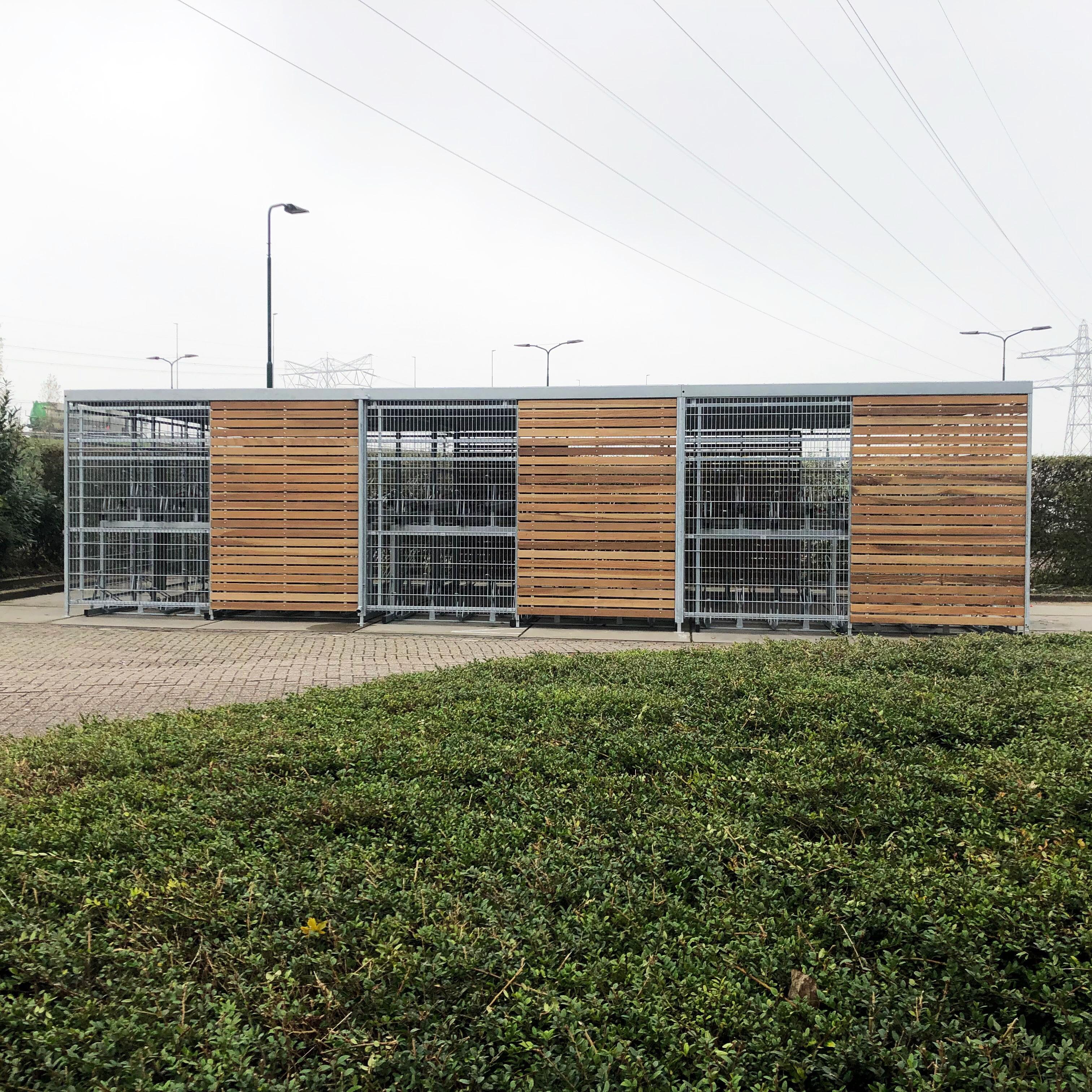 Cycle Shed Timber and Mesh Clad